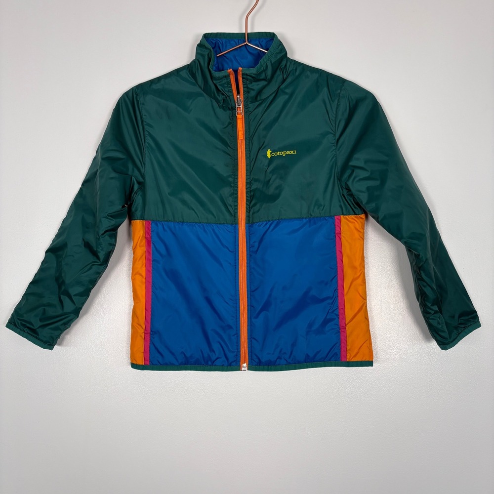 Cotopaxi Kids Puffer Jacket Size S Teal Blue Orange Colorblock Insulated Zip